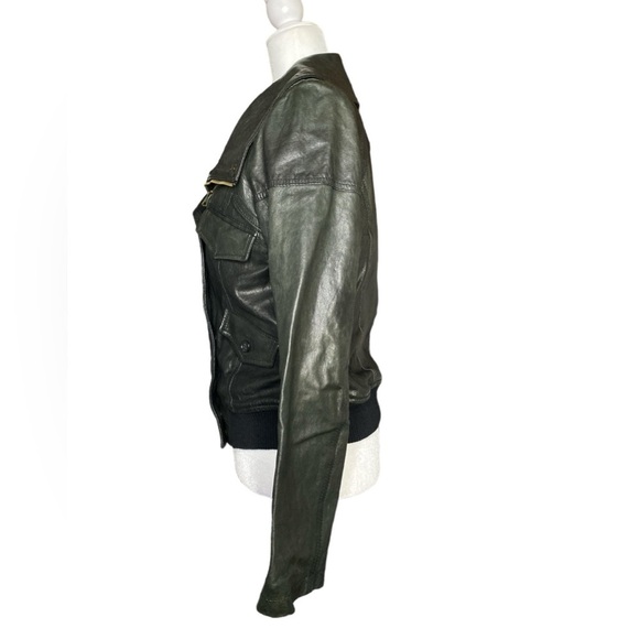 Theory Rock Nyreel Lambskin Bomber Jacket - Picture 2 of 10